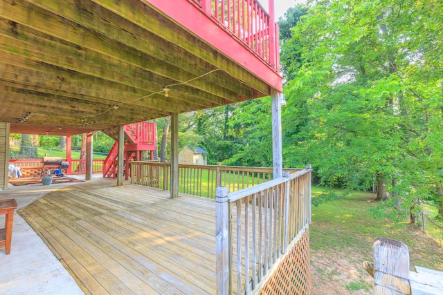 1625 Lisa Lynn Dr, Hixson, TN 37343 - deck featuring a shed and a grill