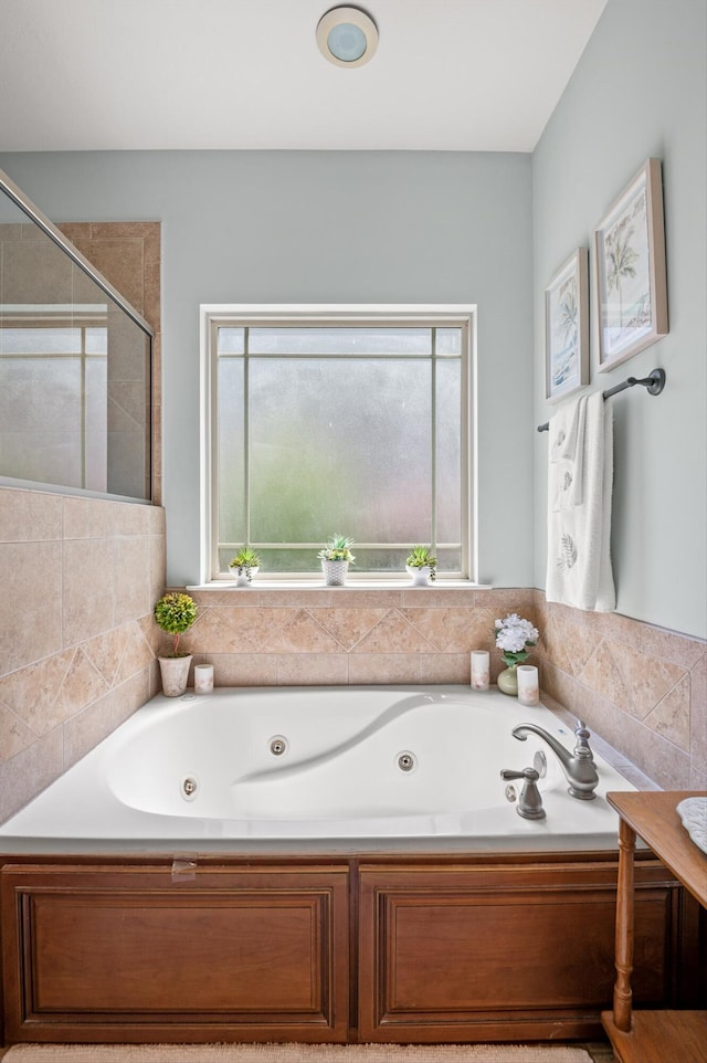 10807 Thatcher Crest Dr, Soddy Daisy, TN 37379 - bathroom featuring plenty of natural light, a whirlpool tub, and a shower stall