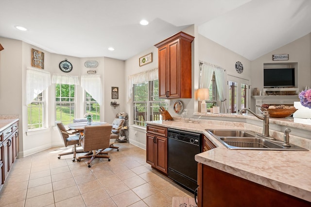10807 Thatcher Crest Dr, Soddy Daisy, TN 37379 - kitchen featuring black dishwasher, a sink, healthy amount of natural light, light countertops, and recessed lighting