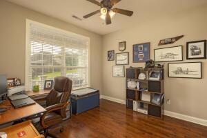 9704 Starry Way, Soddy Daisy, TN 37379 - office space with ceiling fan, wood finished floors, and baseboards