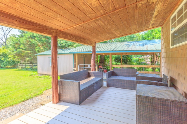 252 Valley View Dr, Dunlap, TN 37327 - wooden deck featuring an outdoor living space and a lawn