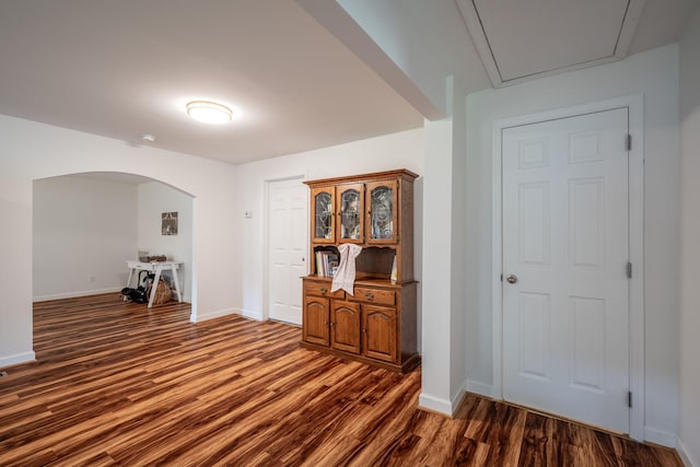 300 Bronco Rd, Lafayette, GA 30728 - spare room with dark wood-style flooring, arched walkways, and baseboards