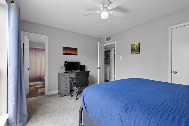 900 Mountain Creek Rd Unit P234, Chattanooga, TN 37405 - bedroom with light colored carpet, an office area, ceiling fan, baseboards, and ensuite bathroom