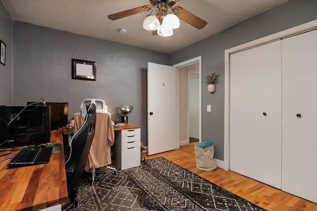 3606 Gleason Dr, Chattanooga, TN 37412 - office featuring a ceiling fan and wood finished floors