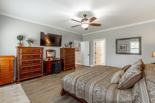 9058 Knolling Loop, Ooltewah, TN 37363 - bedroom with wood finished floors, crown molding, and a ceiling fan