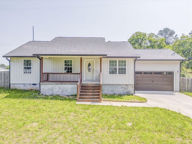 2091 Hummingbird Dr, Dalton, GA 30721 - view of front of home featuring covered porch, concrete driveway, a garage, and roof with shingles