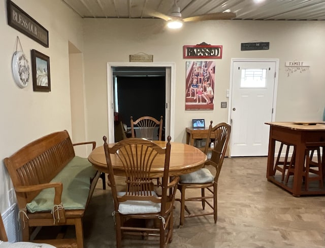 690 Ditch Gap Rd, Whitwell, TN 37397 - dining room featuring light wood finished floors and ceiling fan