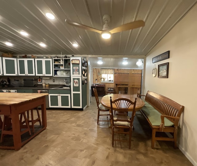 690 Ditch Gap Rd, Whitwell, TN 37397 - dining area featuring ceiling fan and baseboards