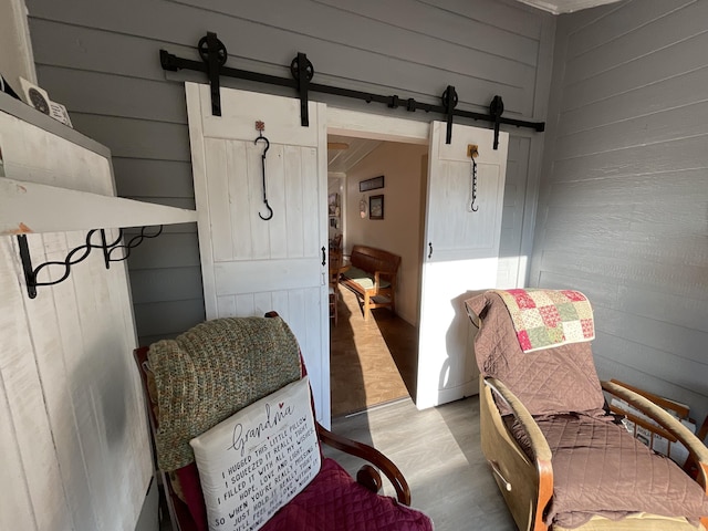 690 Ditch Gap Rd, Whitwell, TN 37397 - sunroom featuring a barn door