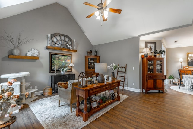 2311 Waterhaven Dr, Chattanooga, TN 37406 - living room with ceiling fan, wood finished floors, and lofted ceiling