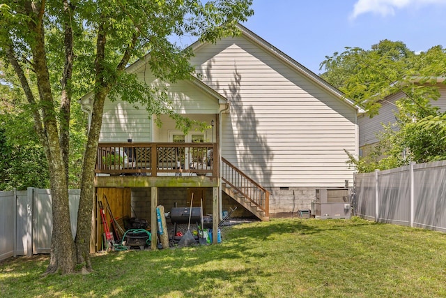 812 Merriam St, Chattanooga, TN 37405 - back of house with a fenced backyard, a deck, stairs, and crawl space