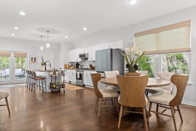 812 Merriam St, Chattanooga, TN 37405 - dining area featuring dark wood finished floors, french doors, and recessed lighting