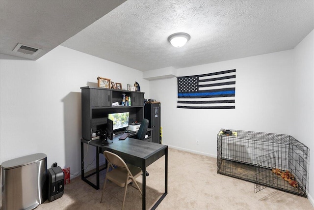 487 Ridge Rd, Lafayette, GA 30728 - home office featuring light carpet, a textured ceiling, and baseboards