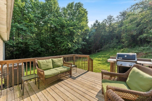 487 Ridge Rd, Lafayette, GA 30728 - wooden deck featuring an outdoor hangout area and area for grilling