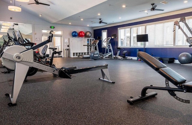 200 Manufacturers Rd Apt 507, Chattanooga, TN 37405 - gym with ceiling fan and recessed lighting