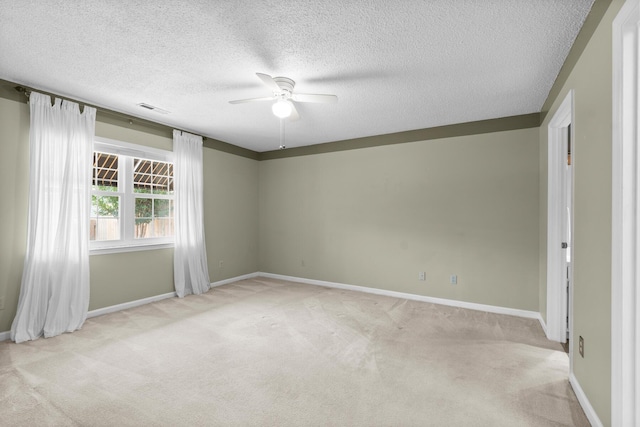 6590 Hickory Brook Rd, Chattanooga, TN 37421 - empty room with light colored carpet, a ceiling fan, baseboards, and a textured ceiling