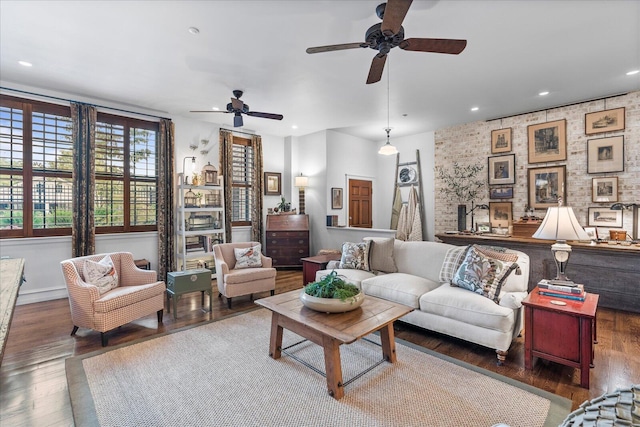 1000 E Martin Luther King Blvd Unit 102, Chattanooga, TN 37403 - living room with ceiling fan, wood finished floors, and recessed lighting