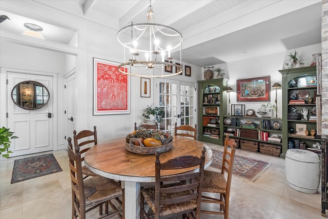 1000 E Martin Luther King Blvd Unit 102, Chattanooga, TN 37403 - tiled dining room featuring a chandelier and beamed ceiling