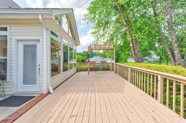 81 Arnold Rd, Rock Spring, GA 30739 - wooden terrace featuring a sunroom and a pergola