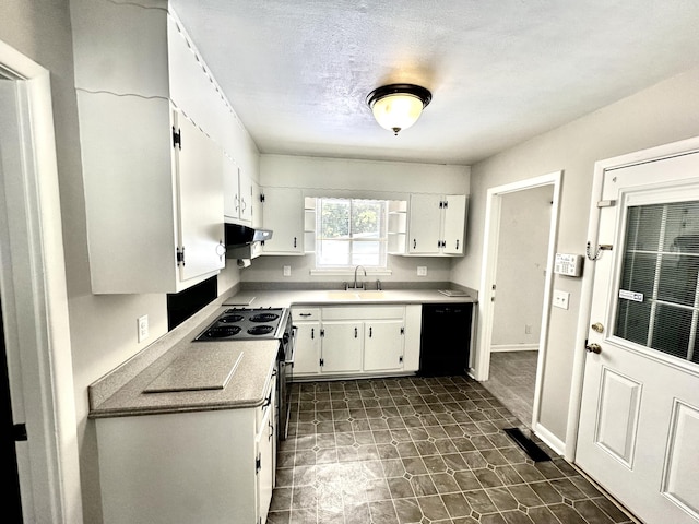 361 Gracie Ave, Ringgold, GA 30736 - kitchen featuring dishwasher, range with electric stovetop, under cabinet range hood, white cabinets, and light countertops