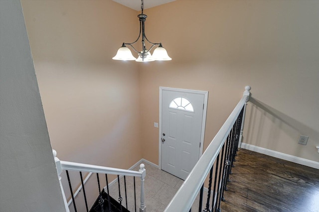 1373 Meadowood Dr, Hixson, TN 37343 - entryway with baseboards and a chandelier