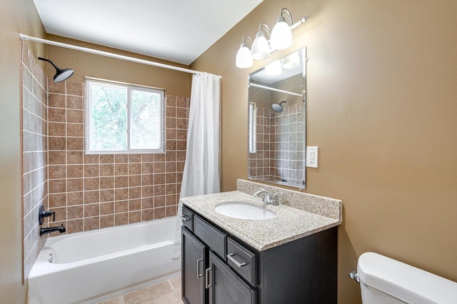 1373 Meadowood Dr, Hixson, TN 37343 - bathroom with shower / bathtub combination with curtain, vanity, and toilet