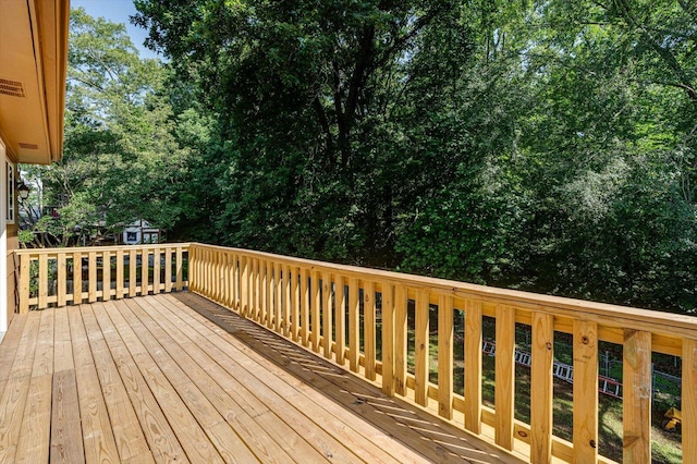 1373 Meadowood Dr, Hixson, TN 37343 - wooden terrace featuring view of scattered trees