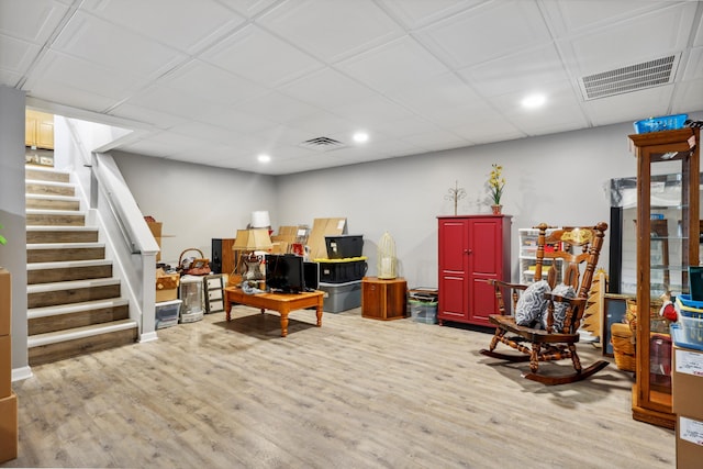 787 Flinn Dr, Chattanooga, TN 37412 - home office with wood finished floors, a drop ceiling, and recessed lighting