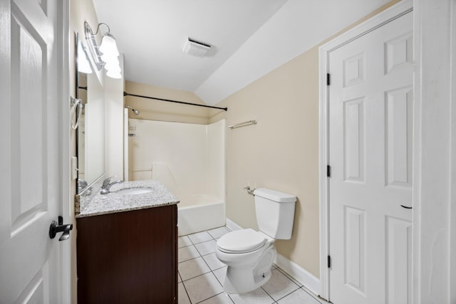 310 Bluffs Rd N, South Pittsburg, TN 37380 - full bathroom with vanity, tile patterned flooring, toilet, shower / bath combination, and baseboards