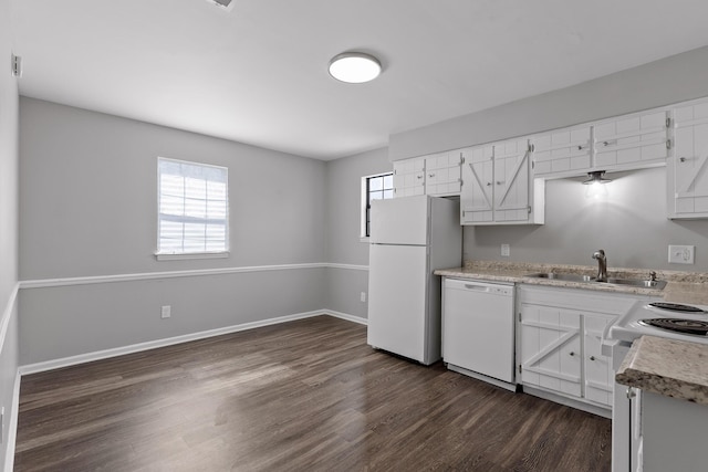 32 S Germantown Rd, Chattanooga, TN 37411 - kitchen featuring white appliances, dark wood-style floors, healthy amount of natural light, and light countertops