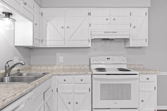 32 S Germantown Rd, Chattanooga, TN 37411 - kitchen featuring white appliances, under cabinet range hood, light countertops, and white cabinetry