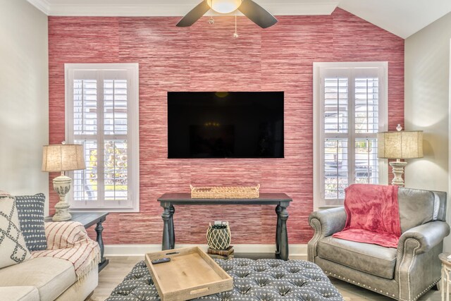 329 Kempton Ln, Dalton, GA 30721 - living room featuring baseboards, a ceiling fan, and plenty of natural light