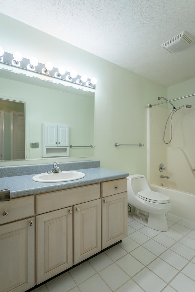 19 Lower Brow Rd, Dunlap, TN 37327 - full bathroom with vanity, shower / washtub combination, toilet, a textured ceiling, and tile patterned flooring