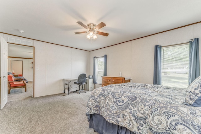 1005 Cohutta Beaverdale Rd, Cohutta, GA 30710 - bedroom featuring ornamental molding, carpet, and a ceiling fan