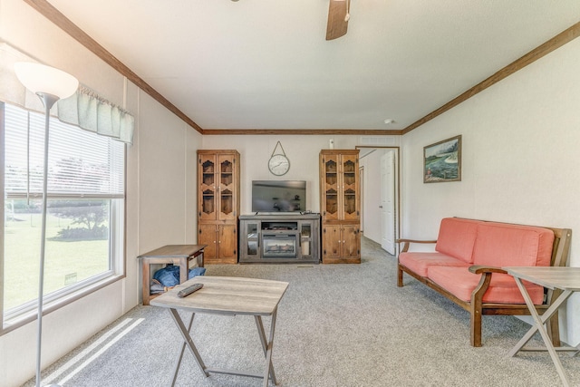 1005 Cohutta Beaverdale Rd, Cohutta, GA 30710 - carpeted living area featuring healthy amount of natural light and crown molding