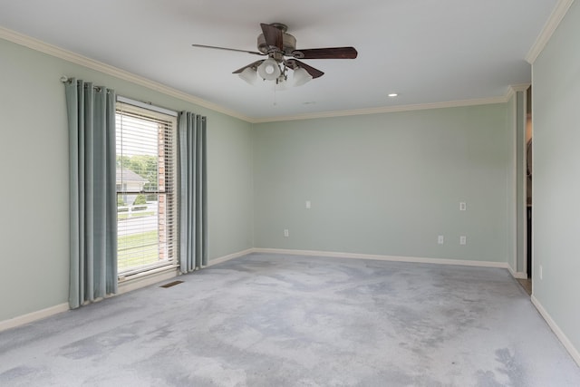 2195 Ooltewah Ringgold Rd, Ooltewah, TN 37363 - empty room featuring ornamental molding, carpet, ceiling fan, and recessed lighting