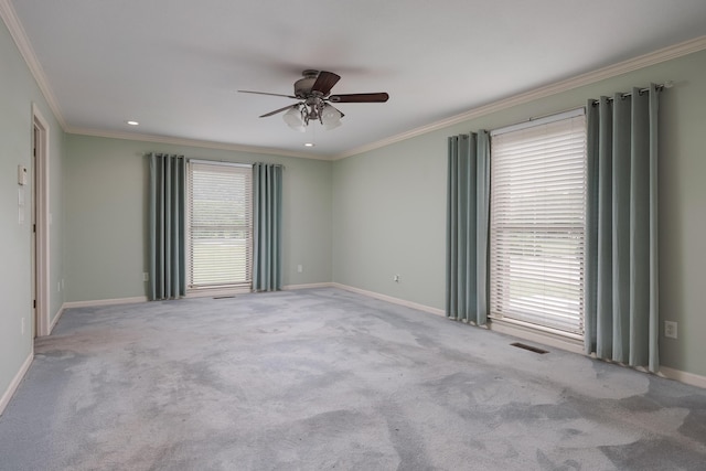 2195 Ooltewah Ringgold Rd, Ooltewah, TN 37363 - empty room featuring ornamental molding, ceiling fan, carpet flooring, and recessed lighting