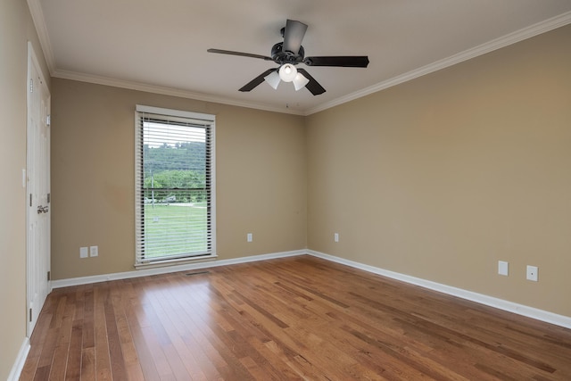 2195 Ooltewah Ringgold Rd, Ooltewah, TN 37363 - empty room featuring hardwood / wood-style floors, crown molding, and ceiling fan