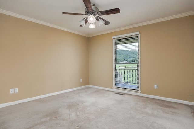 2195 Ooltewah Ringgold Rd, Ooltewah, TN 37363 - unfurnished room featuring ornamental molding, ceiling fan, and light carpet