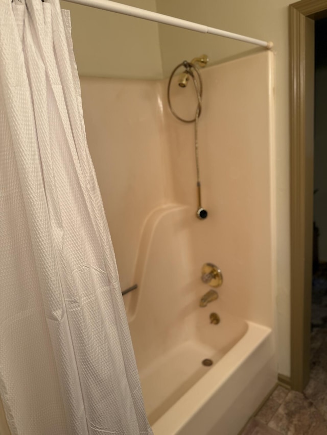 11640 Hixson Pike, Soddy Daisy, TN 37379 - full bathroom featuring shower / bath combo with shower curtain