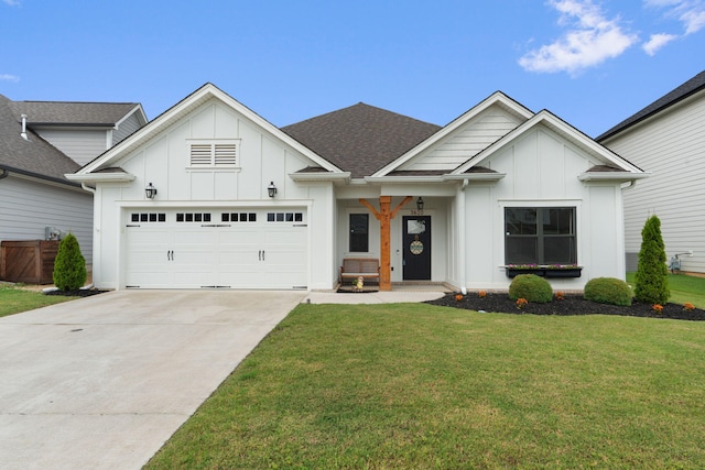 3620 Weathervane, Apison, TN 37302 - modern farmhouse style home with board and batten siding, a front yard, a garage, and driveway