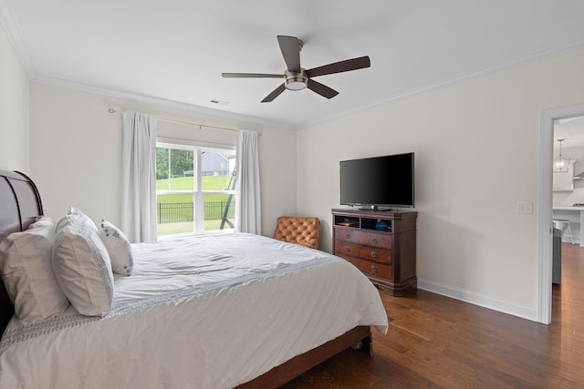 3620 Weathervane, Apison, TN 37302 - bedroom featuring crown molding, dark wood-style flooring, and ceiling fan