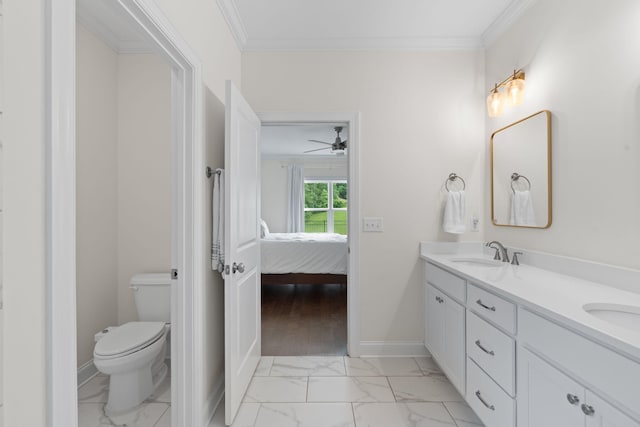 3620 Weathervane, Apison, TN 37302 - full bathroom featuring marble look tile flooring, double vanity, ensuite bathroom, and crown molding