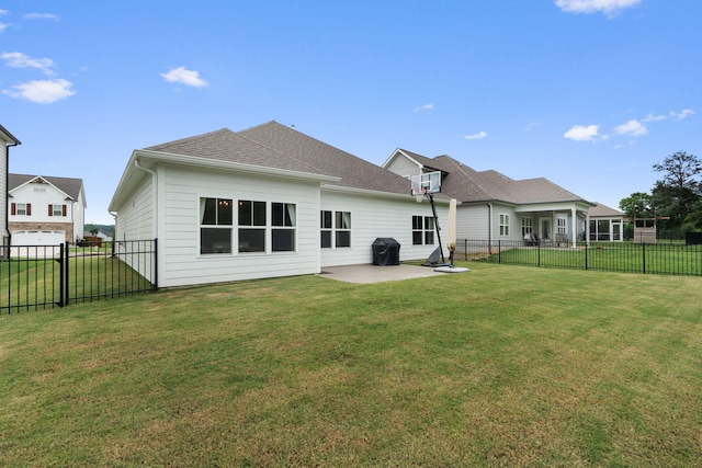 3620 Weathervane, Apison, TN 37302 - rear view of property featuring a shingled roof, a fenced backyard, and a patio area