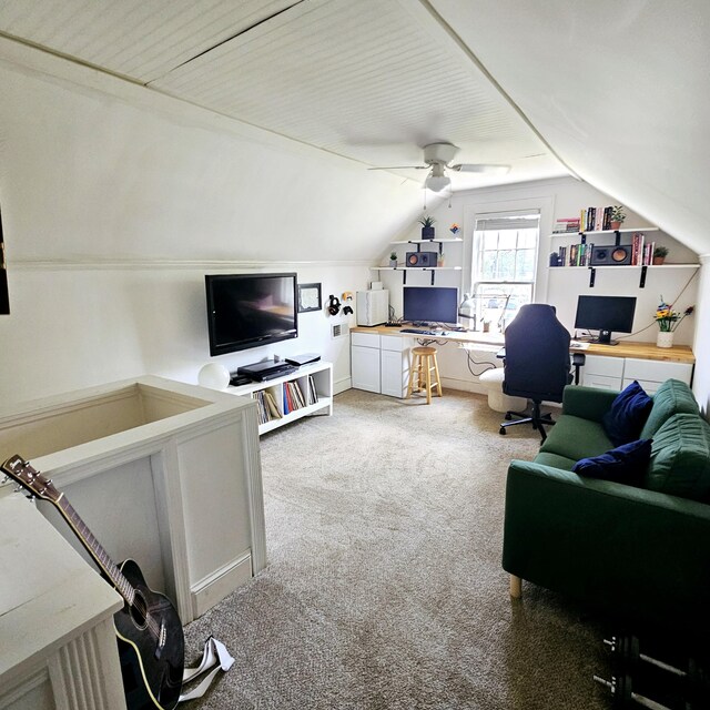 503 S Lovell Ave, Chattanooga, TN 37412 - carpeted office featuring lofted ceiling and a ceiling fan