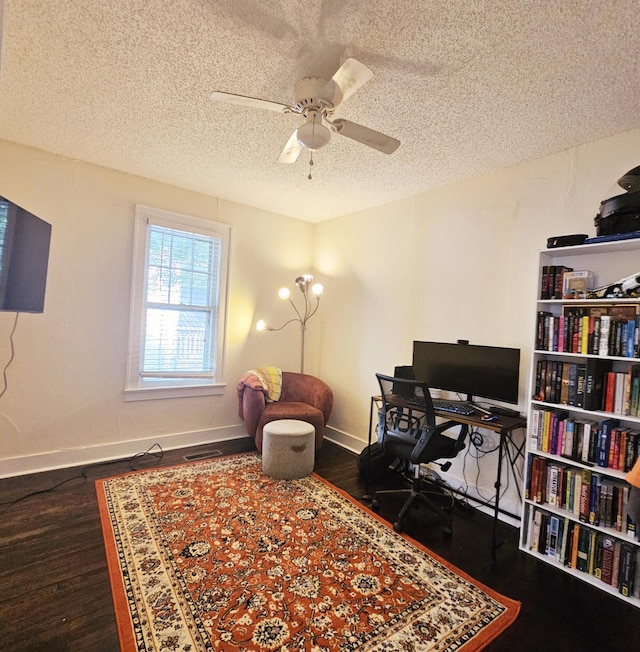 503 S Lovell Ave, Chattanooga, TN 37412 - home office featuring ceiling fan, a textured ceiling, and wood finished floors