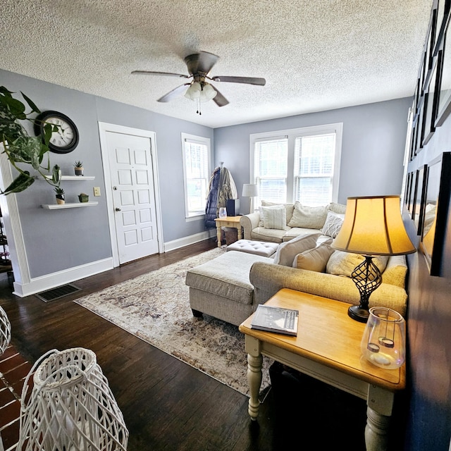 503 S Lovell Ave, Chattanooga, TN 37412 - living room featuring ceiling fan, wood finished floors, and a textured ceiling