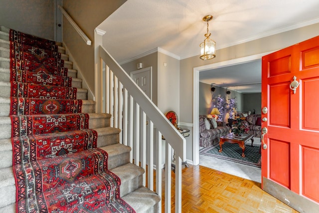 1820 Colonial Way Cir, Hixson, TN 37343 - foyer featuring stairs and ornamental molding