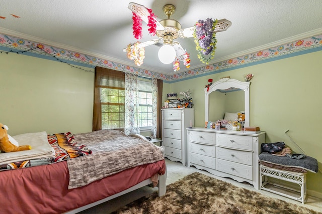 1820 Colonial Way Cir, Hixson, TN 37343 - carpeted bedroom with ornamental molding and a textured ceiling