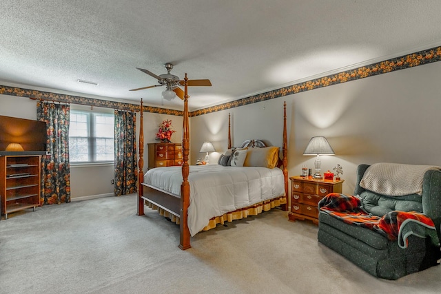1820 Colonial Way Cir, Hixson, TN 37343 - carpeted bedroom featuring a textured ceiling, baseboards, and a ceiling fan